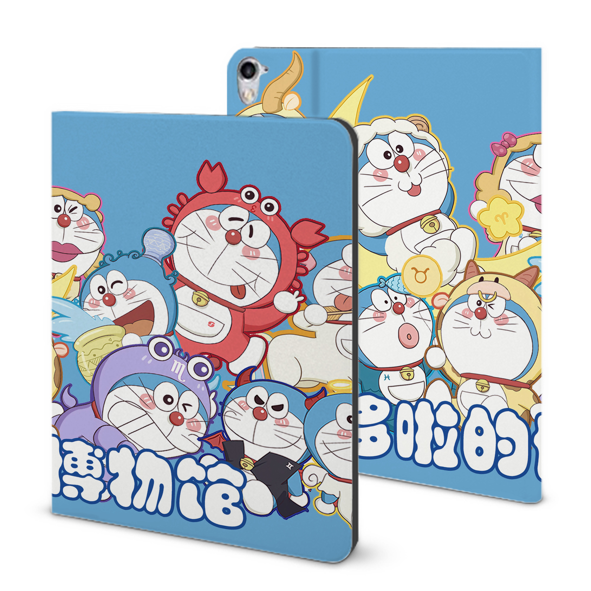 （画像用） ドラえもん Doraemon IPad ケース ブック型 PUレザー TPU 耐衝撃 軽量 薄型 ペン収納なし 全面保護 IPad 各モデル対応